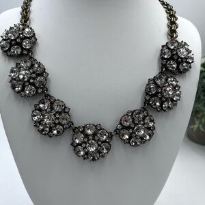 J. Crew Crystal Choker Rhinestone Flower Shape Statement Bib Necklace heavy